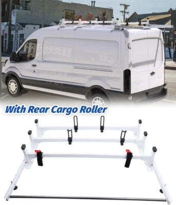 Baca de techo con escalera de 3 barras 54" con rodillo de carga para camioneta de carga Ford Transit 2015-2024 Foto 1 de 4
