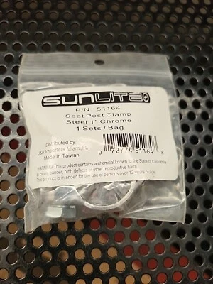 Abrazadera de asiento de acero Sunlite abrazadera de tija de sillín Sunlt 1 pulgada Stl Cp con perno Foto 1 de 4