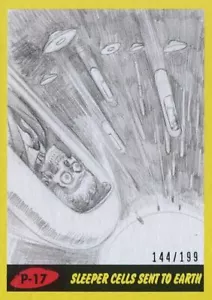 Mars Attacks The Revenge Yellow [199] Pencil Art Base Card P-17 Sleeper Cells Se - Picture 1 of 1