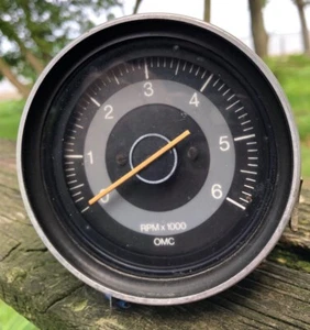 Vtg OMC Boat Gauge RPM x 1000 1-6 Metal Case Untested Repurpose Restore Reuse - Picture 1 of 5