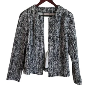 Chaqueta Chicos Mujer Talla 4 Negra Blanca Salpicaduras Frente Abierto Cápsula Ropa de Trabajo - Imagen 1 de 9