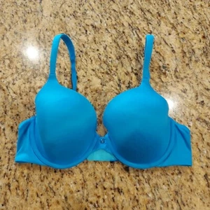 Reggiseno Victoria's Secret foderato perfetto copricostume taglia 34C blu ferretto cinturino adj - Foto 1 di 18