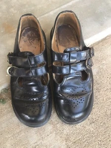 Dr. Martens 8065 Mary Janes Size 5 Black Double Strap Doc Made In England - Picture 1 of 9