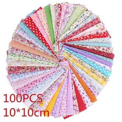 100 Stück Quadratisches Stoffbündel Baumwolle Patchwork Nähen Quilten Stoff DIY - Bild 1 von 4