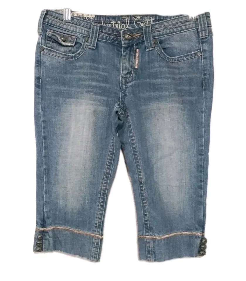 Denim corto capris de algodón industrial junior para mujer talla 5 (30x16) Foto 1 de 4