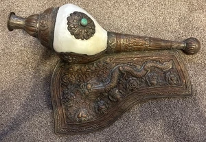 SHANKHA TIBETANO BUDISTA CEREMONIAL LLAMADO A LA ADORACIÓN RITUAL CARACOLA CONCHA TROMPETA  - Imagen 1 de 24