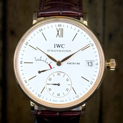 IWC PORTOFINO ENROLLADO A MANO OCHO DÍAS 45MM CAJA Y PAPELES IW510107 ORO ROSA 18K Foto 1 de 4