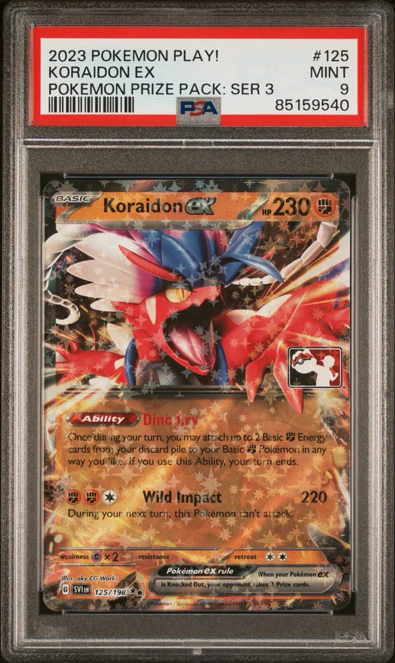 2023 Pokemon Play! Prize Stamp Koraidon ex 125/198 Holo Ultra Rare PSA 9 Mint - Image 1 of 3