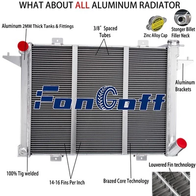 Radiador de aluminio de 3 filas apto para Dodge D250 D350 W250 W350 5,9 L Cummins 1991 1992 1993 Foto 1 de 4