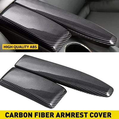 Cubierta de reposabrazos de consola central de fibra de carbono para Mercedes Benz Clase C 2008-2014 Foto 1 de 4