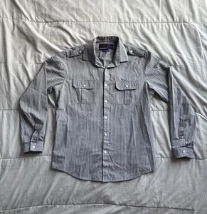American Rag Gray Striped Button Up Shirt - Men’s Medium Casual or Dress - Picture 1 of 5