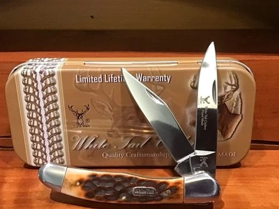 White Tail Cutlery 2 Blade Pocket Knife in Collector Tin - Image 1 of 4