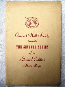1952 CONCERT HALL SOCIETY Seventh Series Limited Edition LP Record Catalog - Imagen 1 de 4