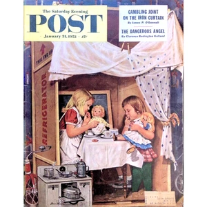 Saturday Evening Post Magazine JAN 31 1953 Shipping Crate Playhouse Cover - Foto 1 di 11