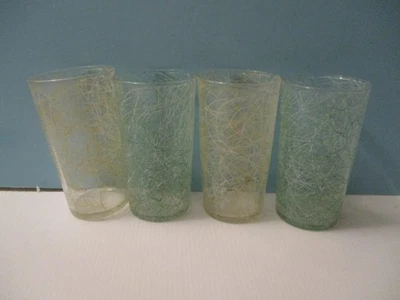 Vintage Spaghetti String Glass Tumblers Set Of 4 Mid Century Modern - Image 1 of 2