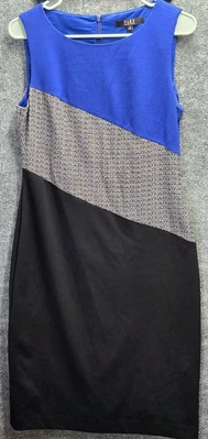 Vestido Alex Marie Talla 6 Azul Y Negro Geométrico Sin Mangas Hasta la Rodilla  Foto 1 de 4