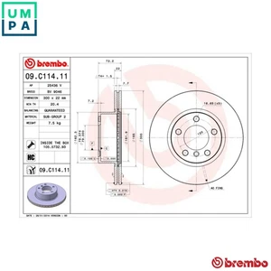 2x BRAKE DISC 09.C114.11 FOR BMW B38 B15 C 1.5L 3cyl 3 SERIESN20 B20 D 2.0L - Picture 1 of 10