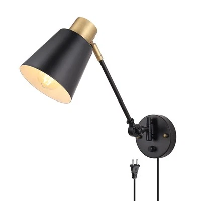 GOODATE Dimmable Wall Lamp with Plug in Cord, Plug in Wall Sconces, Swing Arm 1 PACK