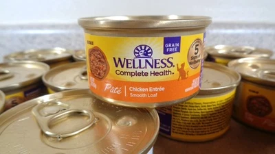 Wellness Comida Húmeda para Gatos Pollo Sin Granos LOTE de 24 Latas 3 Oz Paté Comida para Gatos Foto 1 de 4