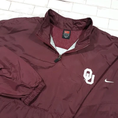 Chaqueta cortavientos pulóver vintage Nike Team Oklahoma Sooners 1/4 cremallera granate XL Foto 1 de 4