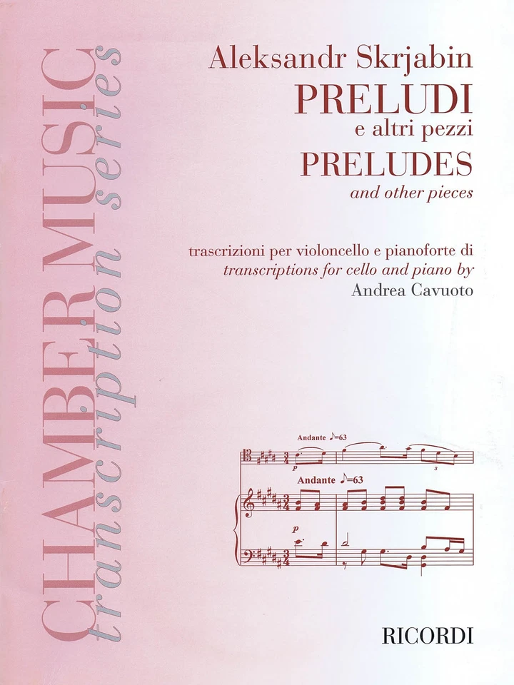 Alexander Scriabin Preludes & Other Pieces Cello & Piano Sheet Music Book - Image 1 of 1