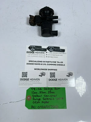 Dodge Ram 1500-3500 1998-2006 válvula solenoide de purga de bote de vapor 04669475AB Foto 1 de 4