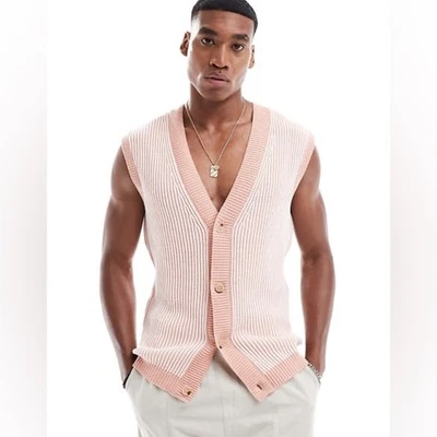 ASOS Designs Knitted Oversized Button Through Sleeveless Cardigan size 2XL - Image 1 of 4