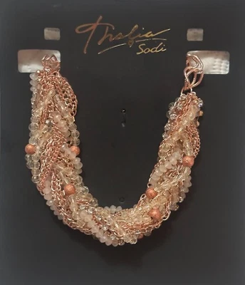 Thalia Sodi - Necklace - Rose Torsade - Clear/Opaque Beads w/ Gold Tone (NEW) - Image 1 of 4