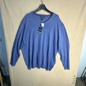 NWT Jos A Bank Men's Tailored Fit V-Neck Sweater Size 2X Light Blue Merino Wool - Picture 1 of 8