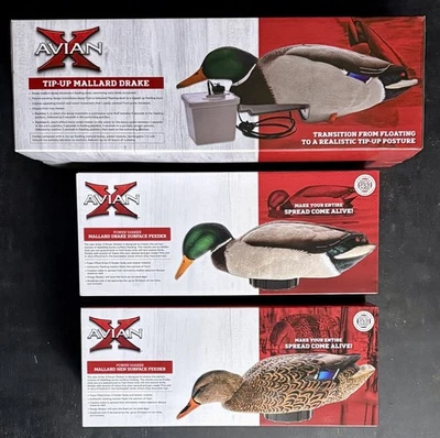 Avian-X Tip-Up Mallard Drake Mallard With Hen + Drake Surface Feeder Combo New - Image 1 of 4