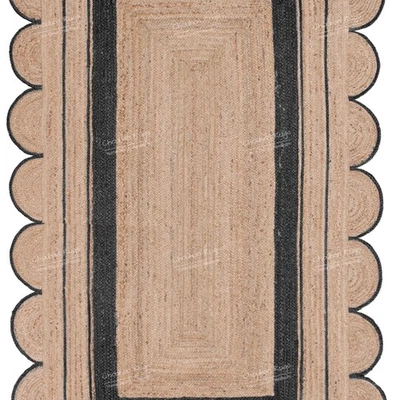 Jute Runner Natural Fiber Jute Rug With Black Border Rug Custom Size Home Decor - Image 1 of 4