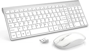 Wireless Keyboard and Mouse Combo,J  2.4G Slim Wireless Keyboard Mouse with Nume - Afbeelding 1 van 12