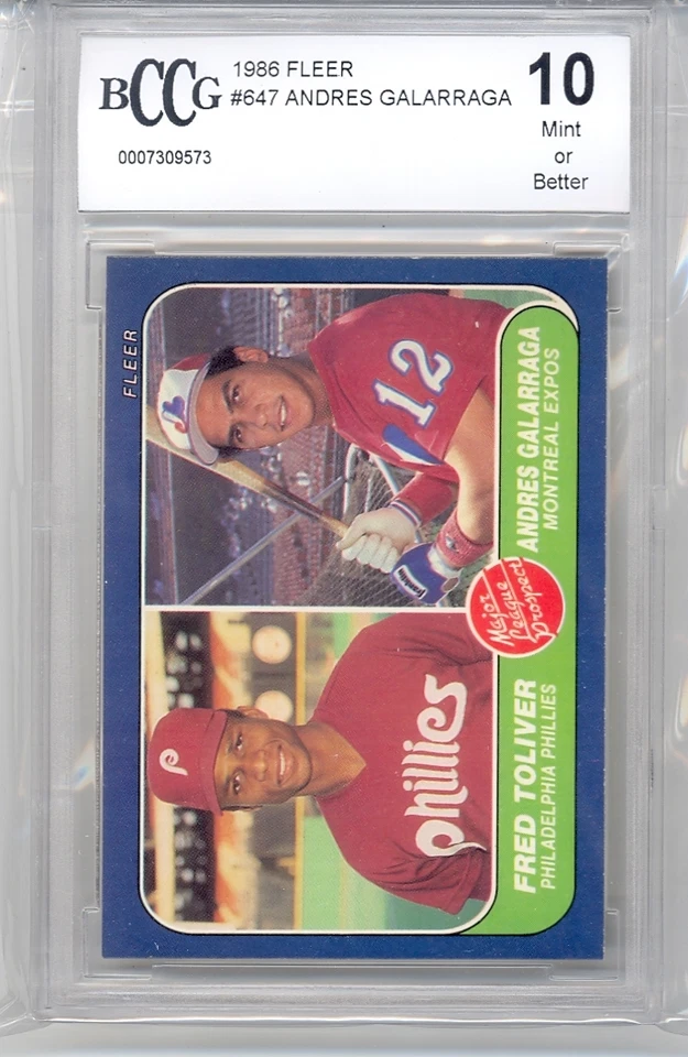 1986 Fleer Major League Prospects (Fred Toliver/Andres Galarraga) (#647) BCCG10  - Image 1 of 1