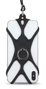 Universal Silicone Phone Holder Lanyard Black Neck Strap Travel - Picture 1 of 2