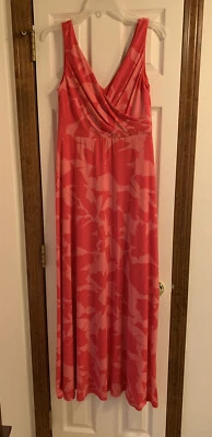 Isaac Mizrahi Women’s Maxi Sleeveless Dress, Wrap Neckline, Coral Size 6 — 第 1/4 张图片