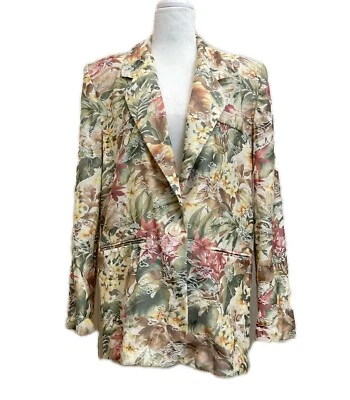 Vintage San Moire 80s Floral Pastel Oversized Blazer sz S Pastel Casual Jacket - Image 1 of 4