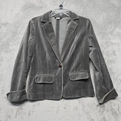 Blazer J Crew Mujer Talla 4 Gris Terciopelo Botón Ajustado Bolsillos Informal Carrera Foto 1 de 4