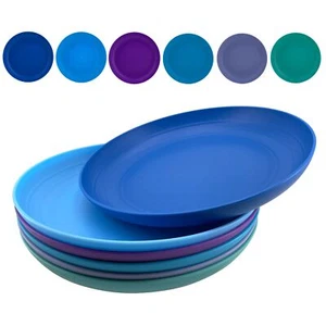 8 Inch Plastic Plates Reusable Unbreakable Plastic Dinner Plates Set Of 6 Bpa Fr - Picture 1 of 8