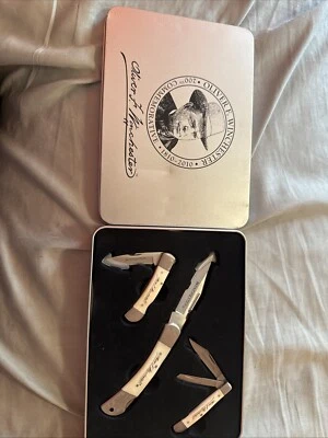 Juego de cuchillos conmemorativos Oliver Winchester 200 de 3 piezas estuche de hojalata edición limitada Foto 1 de 3