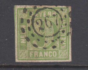Bavaria Sc 6 used. 1850-58 9kr yellow green Numeral, 267 open Millwheel cancel - Picture 1 of 1