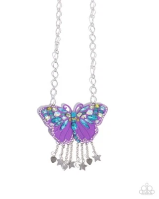 Paparazzi Mayoral Monarch - Roxo -Gemas multicoloridas - Strass - Borboleta - Imagem 1 de 3