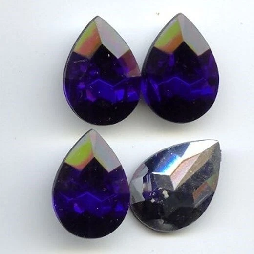12 VINTAGE SAPPHIRE ACRYLIC FACETED 25x18mm. PEAR GEM JEWELS 6763 - Image 1 of 1