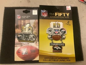Set of 2  Super Bowl  50  Panthers Broncos Head to  Head and Champions Pins - Picture 1 of 1