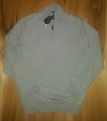NWT Jos A. Bank Travelers Collection gray 100% Merino Wool 1/4 zip sweater Large - Image 1 of 4
