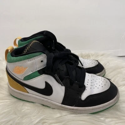 Tênis Nike Air Jordan 1 Mid Se (Gs) Laser Laranja Verde Sorte Infantil 13C - Imagem 1 de 4