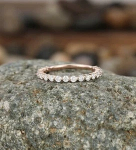 1Ct Round Cut VVS1 Moissanite Women's Wedding Band Ring 14K Rose Gold Plated - Picture 1 of 19