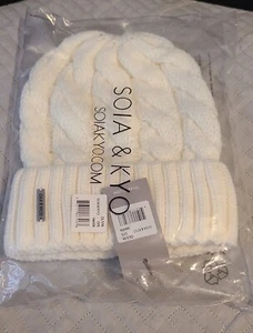 Brand New Soia & Kyo Olivia Cable Knit Hat in Vanilla - Picture 1 of 3