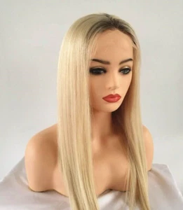 very soft blonde ombre straight lace front European 100% Human Hair Wig - Picture 1 of 2