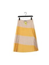 B.Young Women's Midi Skirt UK 8 Cream Striped 100% Polyester Midi Pleated