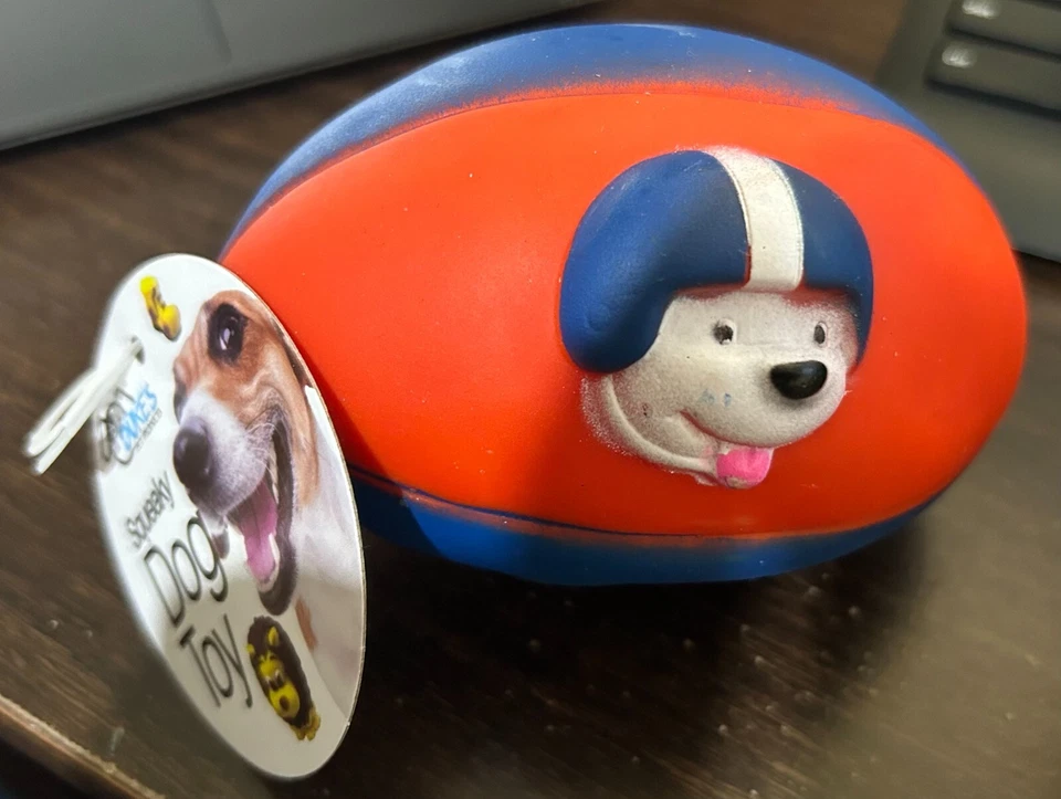 Duke's Football Blue and Red Dog Small Medium Squeaky Squeaker - Image 1 of 1